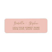 Étiquette Élégant Script Pink and Gold Adresse de retour (Devant)