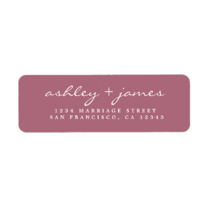 Étiquette Élégant Script Purple Mariage Adresse de retour