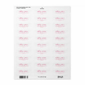 Étiquette Élégant Script rose Mariage blanc Adresse de retou (Feuille entière)