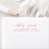 Étiquette Élégant Script rose Mariage blanc Adresse de retou (En situation)