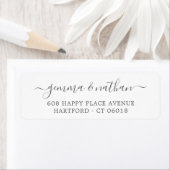 Étiquette Élégant Script Silver Grey Mariage Adresse de reto (En situation)
