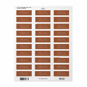 Étiquette Élégant Script TerraCotta Mariage Adresse de retou (Feuille entière)