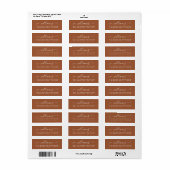 Étiquette Élégant Script TerraCotta Nom Adresse de retour (Feuille entière)