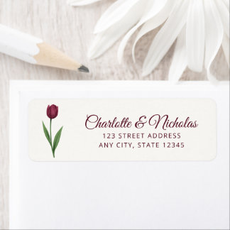Étiquette Elegant Script Tulip Ivory Wedding Return Address