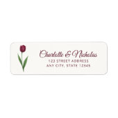 Étiquette Elegant Script Tulip Ivory Wedding Return Address (Devant)