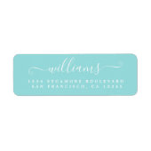 Étiquette Élégant Script Turquoise Family Return Adresse (Devant)