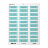 Étiquette Élégant Script Turquoise Mariage Adresse de retour (Feuille entière)