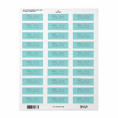 Étiquette Élégant Script Turquoise Mariage Adresse de retour (Feuille entière)