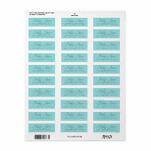 Étiquette Élégant Script Turquoise Mariage Adresse de retour (Feuille entière)