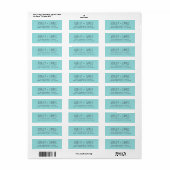 Étiquette Élégant Script Turquoise Mariage Adresse de retour (Feuille entière)
