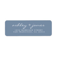 Élégant Script Vintage Blue Mariage Adresse de ret