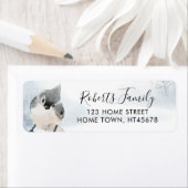 Étiquette Élégant Script Winter Woodland Bird Adresse (En situation)