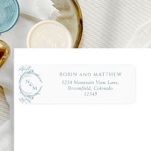 Étiquette Elegant Sea Glass Monogram Wedding Return Address
