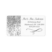 Étiquette Élégant Silver Glittery Sparkling Adresse de retou (Devant)