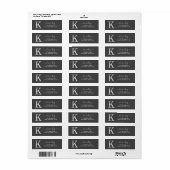 Étiquette Élégant Silver Personnalisé Monogramme K Nom (Feuille entière)