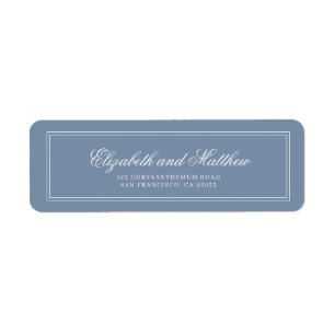 Étiquette Élégant Simple Classic Blue Mariage Adresse de ret