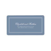 Élégant Simple Classic Blue Mariage Adresse de ret