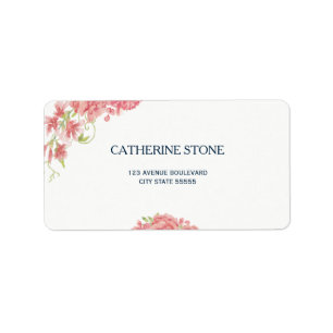 Étiquette Elégant simple fleurie pivoines blanche marine mar
