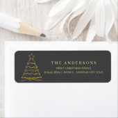 Étiquette Elegant Simple Gold Christmas Tree Return Address (En situation)