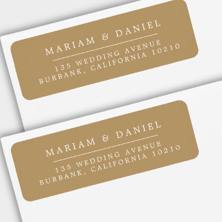 Étiquette Elegant Simple Gold Wedding Return Address