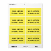 Étiquette Élégant Simple Jaune Unique Original Professionnel (Feuille entière)