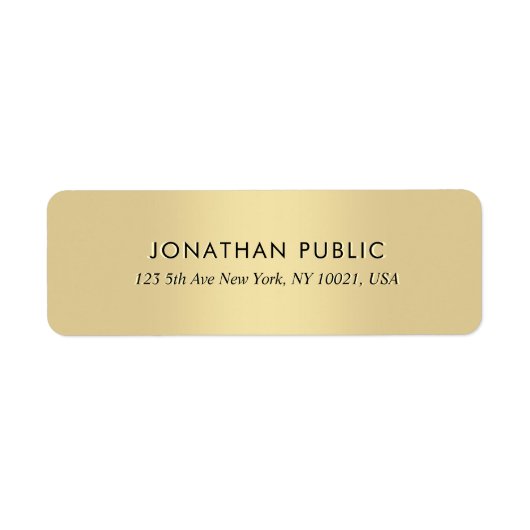 Étiquette Elegant Simple Luxury Gold Return Address (Devant)