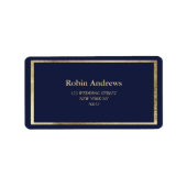 Étiquette Elégant simple marine moderne bleu faux or (Devant)