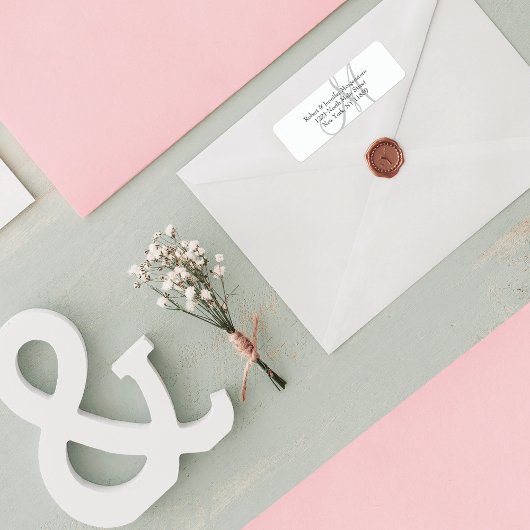 Étiquette Élégant Simple Noir Blanc Gris Monogramme Adresse