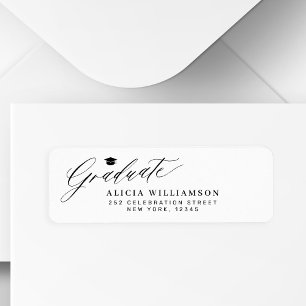Étiquette Élégant simple script diplômé diplômé diplômé casq