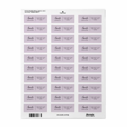 Étiquette Élégant Simple Simple Clair Décontracté Lilac (Feuille entière)