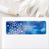 Étiquette Élégant Snowflakes Blue Purple Aquarelle Adresse (En situation)