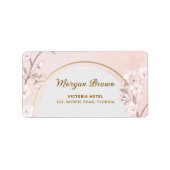 Étiquette Elegant Soft Blush Pink Cherry Blossom Address (Devant)
