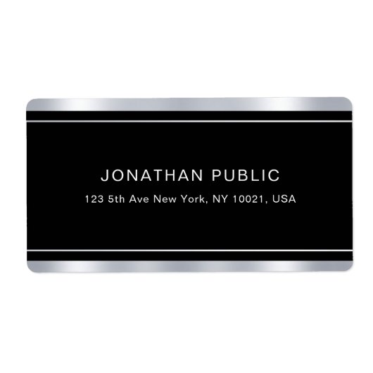 Étiquette Elégant soie moderne look Modèle noir glamour (Devant)