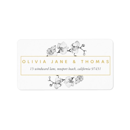 Étiquette Élégant Sophisticé Chic Moderne Floral Or (Devant)