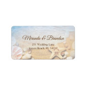 Étiquette Elegant Starfish Shells Beach Wedding Address (Devant)