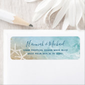 Étiquette Elegant Starfish Watercolor Beach Adresse de retou (En situation)