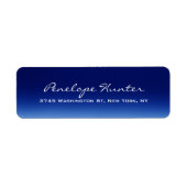 Étiquette Élégant stylé tendance bleu manuscrit Script (Devant)