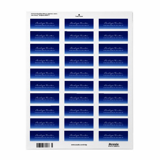 Étiquette Élégant stylé tendance bleu manuscrit Script (Feuille entière)