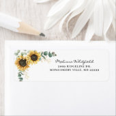Étiquette Elegant Sunflower Eucalyptus Floral Return Address (En situation)
