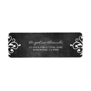 Étiquette Élégant Swirls Chalkboard Adresse de retour Étique