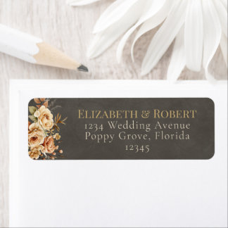 Étiquette Elegant Taupe Floral Wedding Address Label