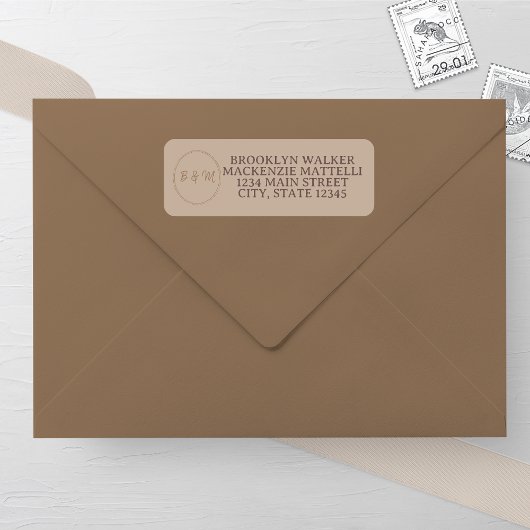 Étiquette Elegant Taupe Wedding Return Address Label