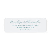 Étiquette Elegant Teal Calligraphy (Devant)