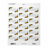 Étiquette Elégant Tournesol Botanique Rouge Marine Bleu Flor (Feuille entière)