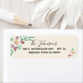 Étiquette Elégant Tropical Floral Aquarelle Mariage Adresse (En situation)