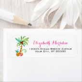 Étiquette Élégant Tropical Rose Turquoise Floral Adresse de (En situation)