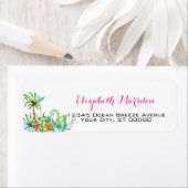 Étiquette Élégant Tropical Rose Turquoise Floral Adresse de (En situation)