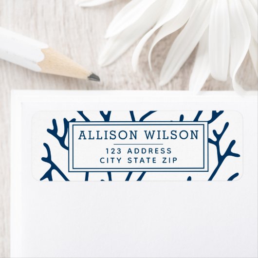 Étiquette Elégant Turquoise Coral Motif - Ocean Thème (En situation)