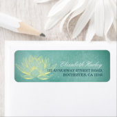 Étiquette Élégant Turquoise Gold Lotus Yoga instructeur de m (En situation)