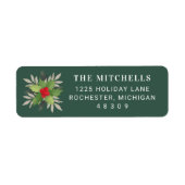 Étiquette Élégant vert de Noël vert verdure Adresse de retou (Devant)